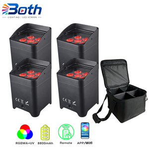 4 unidades con bolsa, 6x18W RGBWA+UV, Foco LED Inteligente Inalámbrico Recargable para Fiestas y Bodas - Product Image 1