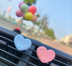 Désodorisant de <span class=keywords><strong>voiture</strong></span> <span class=keywords><strong>en</strong></span> plâtre poreux réutilisable, motif cœur de dessin animé à pois bleu pastel et rose, pour grille d'aération, intérieur automobile - Product Image 5