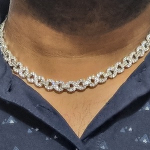 Baguette Cut Iced Out Custom Clasp Claw Setting Rhodium Plated 925 Sterling Silver <b>Infinity</b> Link Chain Moissanite Gift Party - Product Image 2