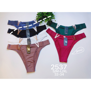 Bikini Pantaleta Tipo da donna con dettagli a molla spessi dettagli oro 'V' e ponte di cotone in vari colori - Product Image 1