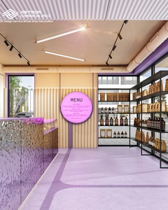 ออกแบบเคาน์เตอร์ร้านเบเกอรี่โค้งแบบปรับแต่งได้เต็มรูปแบบ พร้อมเฟอร์นิเจอร์โชว์สินค้าสำหรับร้านกาแฟและเบเกอรี่  ออกแบบตกแต่งภายในร้านเบเกอรี่ - Product Image 4