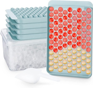104 Kleine Kreise Mini-Eiswürfel schale Winzige Eiswürfel form mit Deckel behälter Eis schaufel zum Kühlen von Getränken Kaffeesaft-Cocktail - Product Image 1