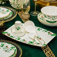 Nouvel ensemble de vaisselle en porcelaine osseuse de grande valeur Nouveaux bols, assiettes et plats ménagers de luxe légers de style chinois Cadeaux haut de gamme