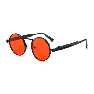Steampunk-lunettes de soleil rondes Vintage pour hommes et femmes, accessoire de caractère, rétro, en métal, printemps,