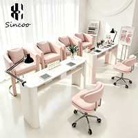 Table de manucure professionnelle de luxe en bois avec collecteur de poussière, poste de travail pour technicien de manucure et spa des ongles