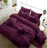 Ensemble de housse de couette et de taie d'oreiller, design personnalisé, couleur unie, polaire doux, épais, literie d'hiver, housse de couette moelleuse