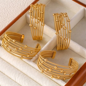 Wholesale Beads Charm <b>Mens</b> Stainless Steel <b>Men</b> Bracelet Gold Plated Chunky Layer Rope Bracelet - Product Image 5