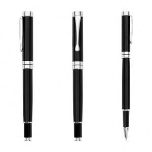 Stylos à bille métalliques orange avec logo personnalisé, en stock - Product Image 3