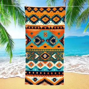 Serviette de plage en coton pur ultra absorbante, personnalisée avec un motif, super confortable, avec poche - Product Image 4