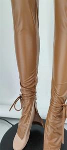 Taglie forti Leggings in pelle a vita alta da donna nero lucido sottile Femme Fitness PU <span class=keywords><strong>Leggins</strong></span> pantaloni svasati Sexy a fasciatura rovesciata - Product Image 6