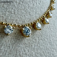 Collier chaîne dégradée en argent S925 avec moissanite, plaqué or, couleur D, scintillant et délicat, idéal comme cadeau pour femme - Vente en gros