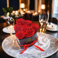 Buket bunga mawar yang diawetkan, kotak hadiah Halloween Hari Valentine pernikahan, buket bunga abadi mewah bentuk hati