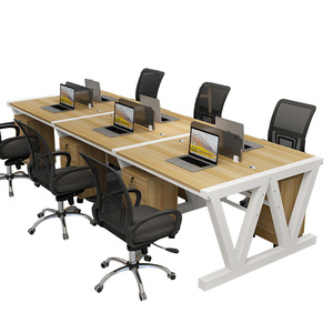 Escritorio de ordenador de oficina con pantalla para varias personas, escritorio de oficina con gabinete de almacenamiento y silla - Product Image 1