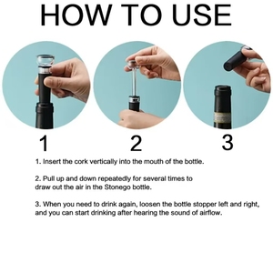 Bouchon de bouteille en silicone réutilisable et écologique pour la conservation du vin rouge, avec pompe manuelle à aspiration pour la maison (vente en gros) - Product Image 5