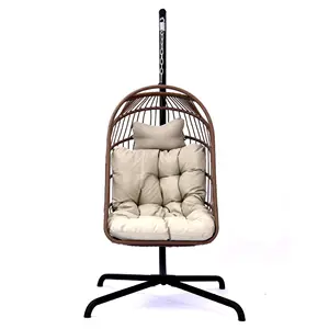 Balançoire de cour de Offre Spéciale et de haute qualité, chaise suspendue extérieure imperméable en forme de coquille d'oeuf, chaise pivotante en osier d'acier/