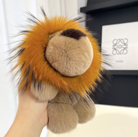 Petit pendentif lion, lion en fourrure de vison, pendentif Simba, porte-clés de voiture en peluche mignon