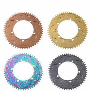 Folding Bike <b>Chain</b> Wheel 53/54/56T Round Aluminum Alloy <b>Titanium</b> Rose Gold Hollow One Road Bike Component - Product Image 1