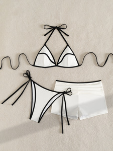 Loveda Sports Style <strong>Swimwear</strong> <strong>Manufacturer</strong> Women's Summer Beach Wear Eco Friendly Bikini Custom Logo Bikini Shorts 3 Piece Set - Product Image 2