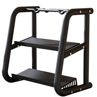 Support de Rangement Moderne pour Haltères et Kettlebells, Étagère de Gymnastique Intérieure Multifonction en Fer avec Cadre en Ciment, Noir