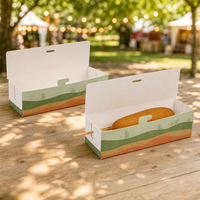 Boîte à hot-dogs pliable personnalisée avec logo, en gros, robuste, résistante à la graisse, jetable, en papier kraft, contenants à collation, prix fabricant