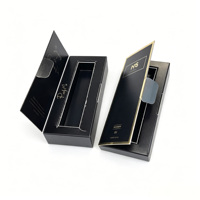 Boîte cadeau rigide de luxe noire avec logo, dorure à chaud et gaufrage, fermeture à double rabat, emballage haut de gamme pour rouges à lèvres et cosmétiques