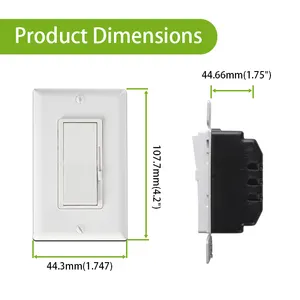 Top Selling Dimmer Switch For Led Lights US Standard Wall Light 110v Dimming 3 Way Switch White Barpe