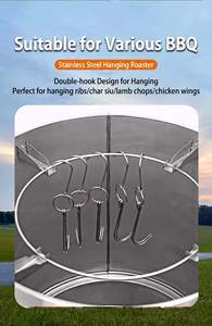 Stainless Steel Hanging Roaster Multi Purpose <b>Grill</b> Barrel Smoker Roasting Pot for Outdoor <b>Cooking</b> - Product Image 4