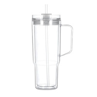 Offre Spéciale Rentrée des Classes : Gobelet en Plastique DIY à Paillettes Injectées 40oz avec Poignée, Double Paroi, Transparent, Effet Boule à Neige – Essentiels Cadeaux