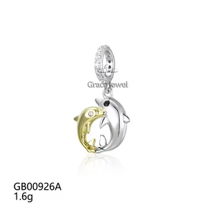 Grace Jewelry niedliche Tier Delfin Mutter Kindform Mutter Geschenk Frauen 925 Sterling-Silber einzigartige Karikatur Schmuck Anhänger Reize