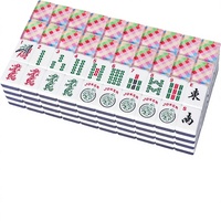 166 pièces de Mahjong américain à dos à carreaux, de qualité supérieure, sculptées Dragon, 1,2 pouce, lisses, résistantes à l'usure, ensemble de tuiles pures pour jeu de table familial