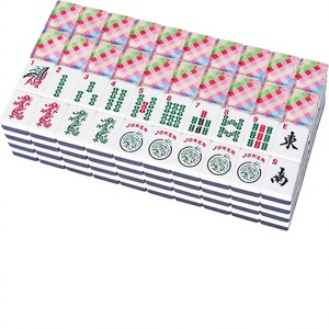 166 pièces de Mahjong américain à dos à carreaux, de qualité supérieure, sculptées <span class=keywords><strong>Dragon</strong></span>, 1,2 pouce, lisses, résistantes à l'usure, ensemble de tuiles pures pour jeu de table familial - Product Image 1