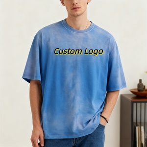 T-shirt décontracté surdimensionné pour homme, de haute qualité, avec logo de marque de mode personnalisé TKAN614D, délavé à la pierre, dégradé, vieilli - Product Image 1