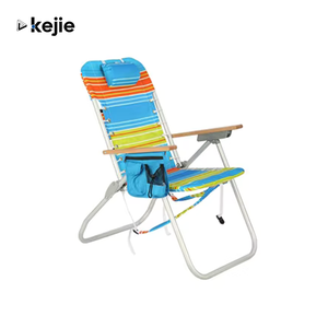 เก้าอี้พักผ่อนแบบพับได้สำหรับชายหาด Kejie Outdoor 4 ตำแหน่ง พร้อมที่วางแขนอะลูมิเนียม สายรัดแบบผูก กระเป๋าเก็บความเย็น ผ้าโพลีเอสเตอร์ 600D - Product Image 1