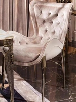 Chaise de salle à manger moderne de luxe léger Fuenistyle en acier inoxydable et tissu, confortable