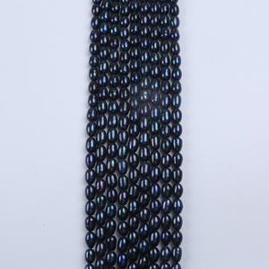 Promotion 7-8mm Natural Freshwater Loose Pearls Rice Shaped Zhuji for DIY Necklace <b>Bracelet</b> Black <b>Stringed</b> Freshwater Pearls - Product Image 2