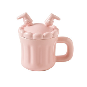 Taza de cerámica con tapa de 310 ml, acabado mate, para regalo y uso diario - Product Image 5