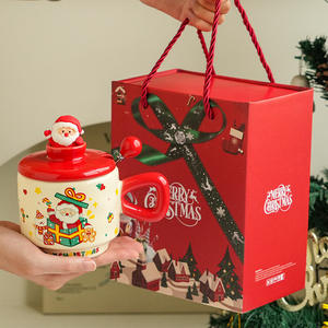 Tasses en céramique de Noël de haute qualité avec couvercles, tasses à eau mignonnes de dessin animé pour le petit-déjeuner en couple, mugs souvenirs créatifs - Product Image 6