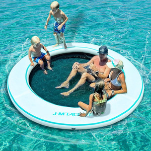 Vendita calda estate lago mare mare divertente isola nuoto materassini barca galleggiante gonfiabile galleggiante piattaforma galleggiante con pompa - Product Image 1