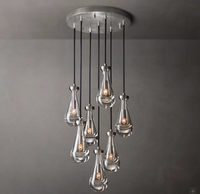 Lampe suspendue en verre personnalisable, éclairage de luxe, lustre, salle à manger, luminaires modernes, lustre rond en cristal de pluie