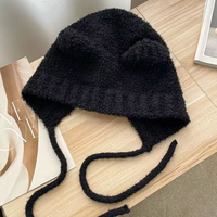 Nouveau Bonnet en Laine Tricoté Y2K 2026 avec Oreilles d'Ours Mignonnes, Couleur Unie Tendance, Protection Contre le Froid pour Couples, Idéal Plage et Voyage Automne