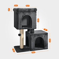 Basics Arbre à chat moderne de 30 pouces, Centre d'activités avec 2 niches en peluche, poteau à gratter en sisal et carton suspendu à pompons