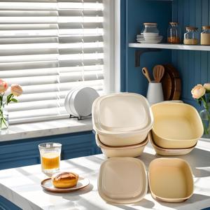 Cuencos cuadrados de papel Kraft marrón biodegradables al por mayor desechables para llevar para ensalada, fideos, galletas, <span class=keywords><strong>hamburguesas</strong></span> - Product Image 1