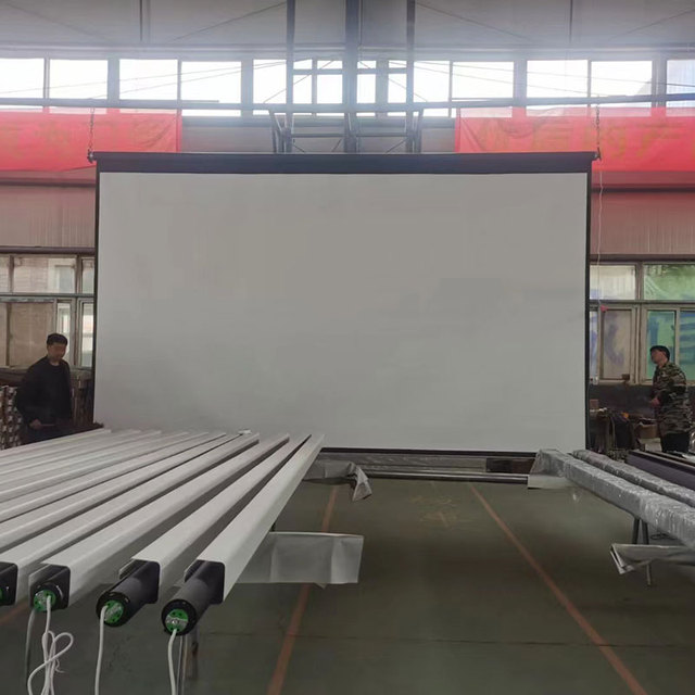 Large Electric Projection Screen 8*5m White Glass Fibre with Tubular Motor Remote Control Fiberglass Fabric for Projector Use