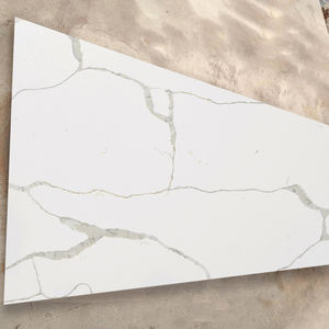 Dalles de pierre artificielle grand format 5003 Silk Road, design moderne blanc, quartz poli imprimé Calacatta, pour comptoirs de cuisine d'hôtel - Product Image 5