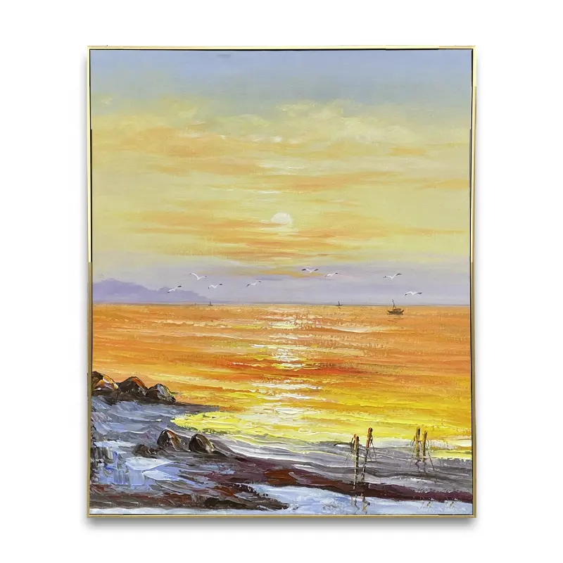 Seaside Sunset Modern Hand Painter Oil Painting On Canvas Art Residence Decoration Abstract Wall Art