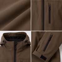 Veste bomber tactique robuste pour homme, en softshell, marron, à capuche, streetwear, printemps, randonnée en plein air, plusieurs poches, équipement utilitaire