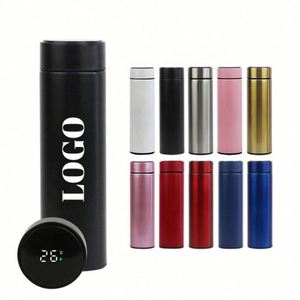 Bouteille d'eau intelligente personnalisée avec logo, 500 ml, sous vide, avec affichage LED de la température, couvercles et infuseur à thé – Vente en gros - Product Image 1