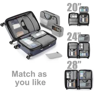 Customized Lightweight Travel Packing Cube Clothing Compression Luggage Storage Bag Set