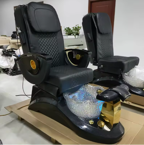 เก้าอี้นวดเท้าหรูหราสีทอง พร้อมปั๊มระบายน้ำ มีไฟและฟังก์ชั่นนวดน้ำวน สำหรับร้านเสริมสวย - Product Image 3