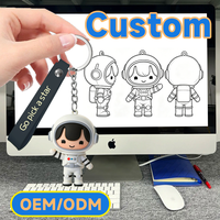 MOQ 100 pièces, porte-clés personnalisé en PVC 3D, fabricant de porte-clés en forme de poupée, animaux mignons, haute qualité, imperméable, CE, léger